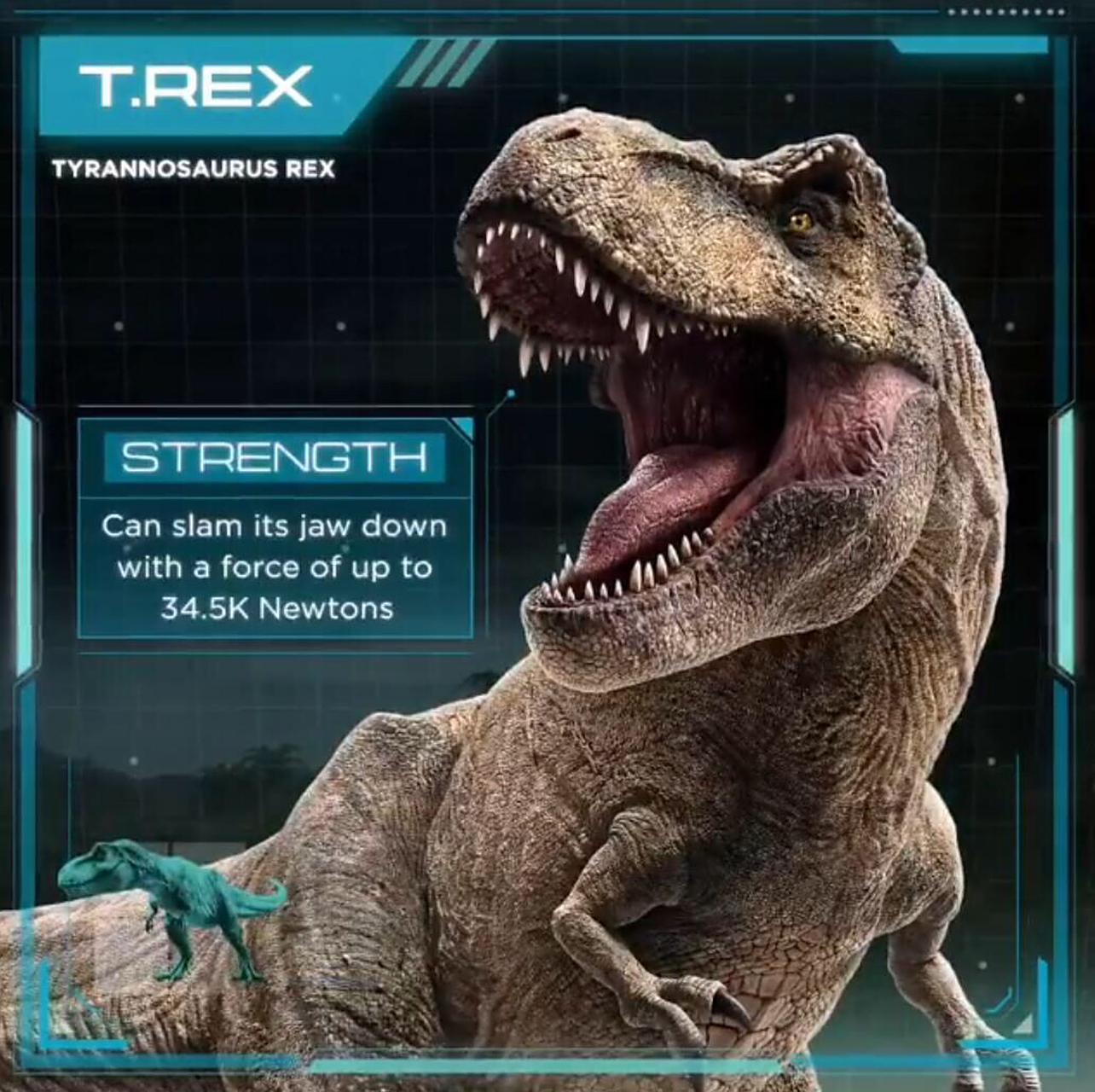 rexy的官方设定#侏罗纪世界# #霸王龙# #恐龙# @嗜血牛魔ce @毁灭君王