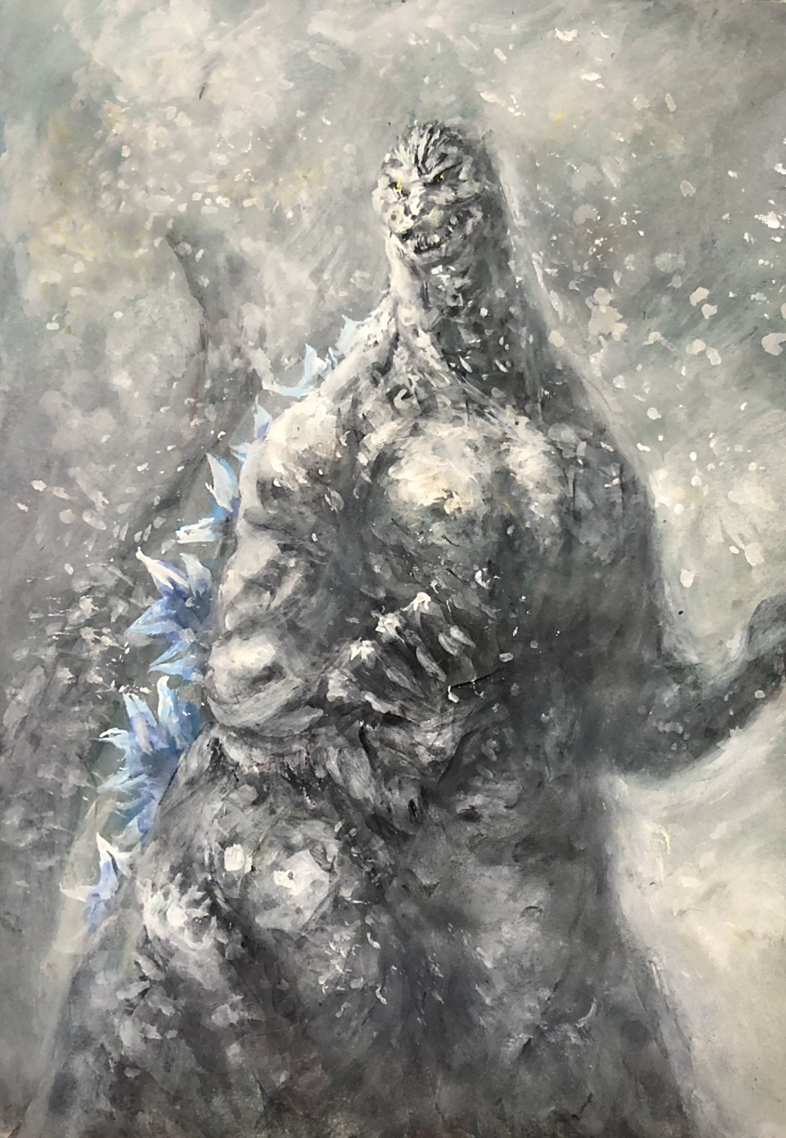 g·n·a画的雪之哥斯拉@biubiva @基多拉 @地表最强怪兽哥斯拉 @想g化