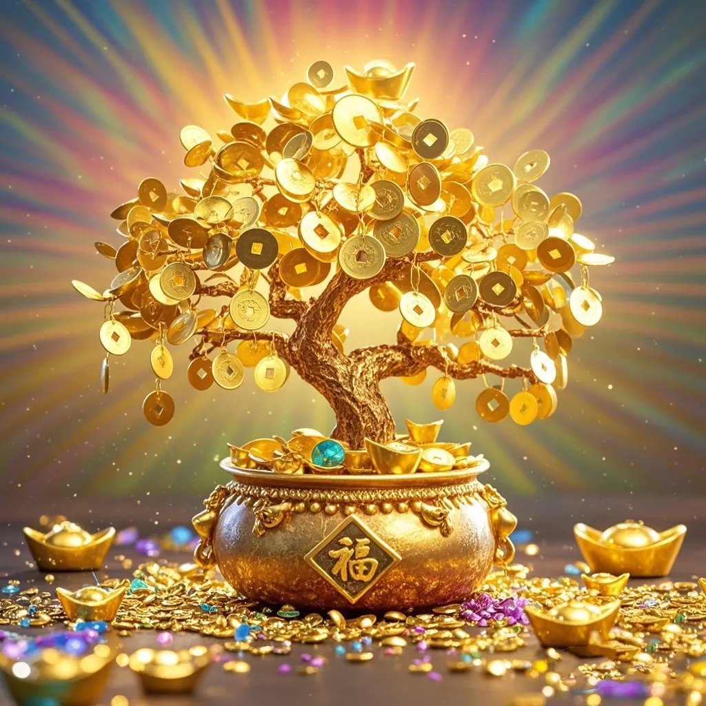 发大财好运头像,聚宝盆纳四方财,摇钱树招八面福,招财进宝,财源广进