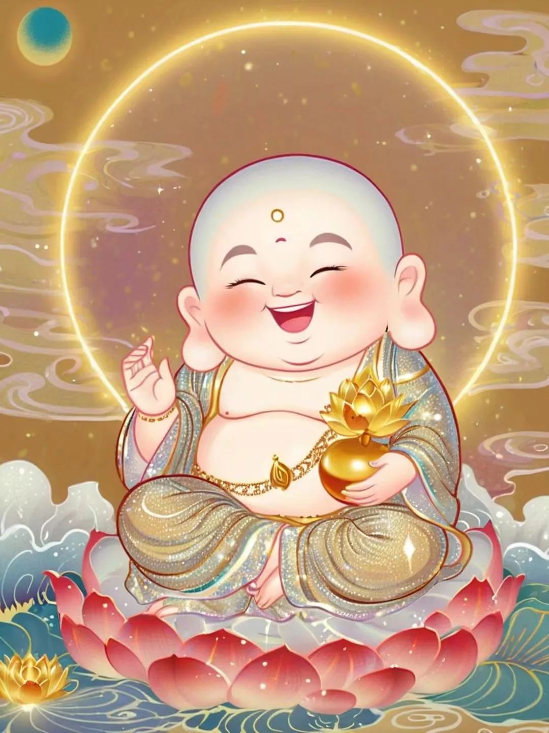 可爱的小弥勒佛头像,心中有爱化吉祥