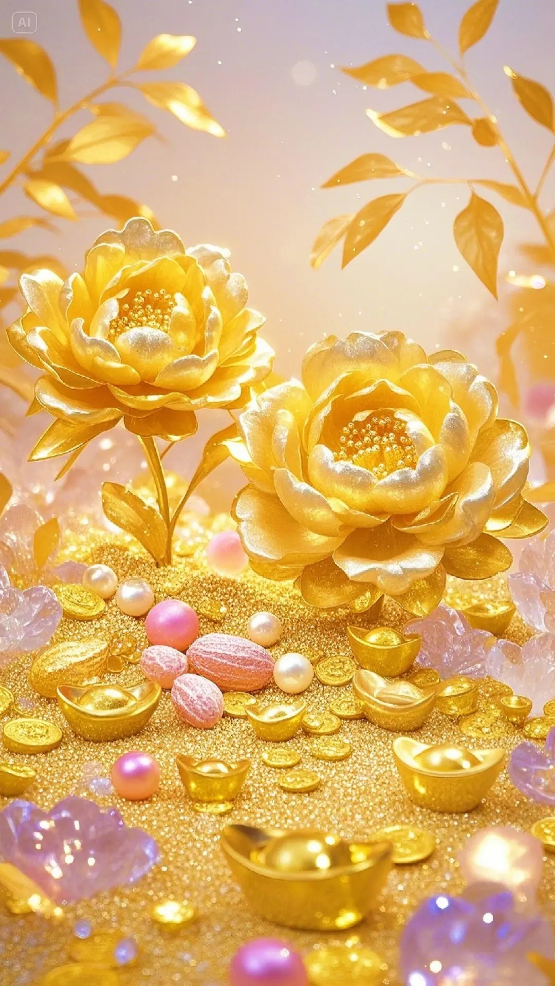 壁纸～花开富贵,黄金牡丹