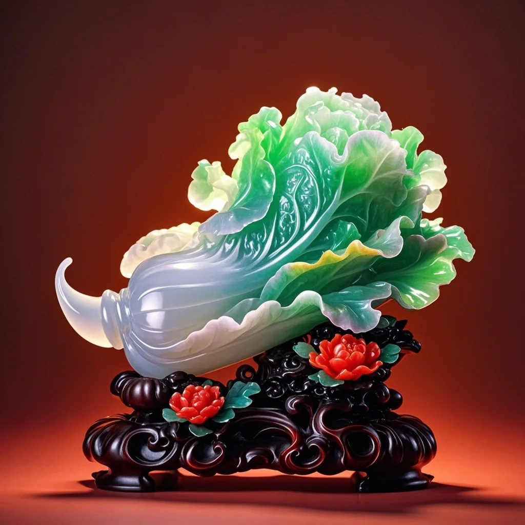 翡翠玉白菜,寓意吉祥来.富贵荣华春,平安喜乐财