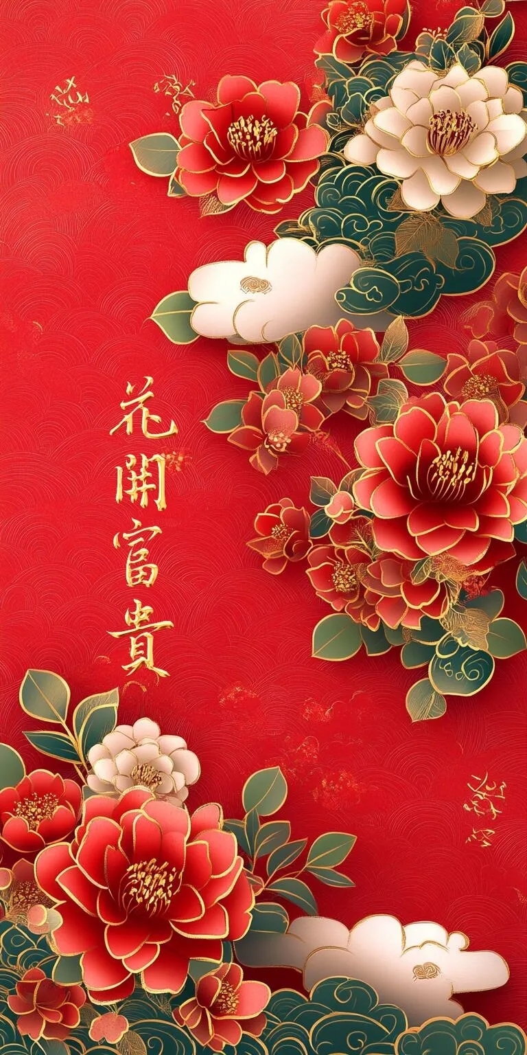 花开富贵手机锁屏壁纸