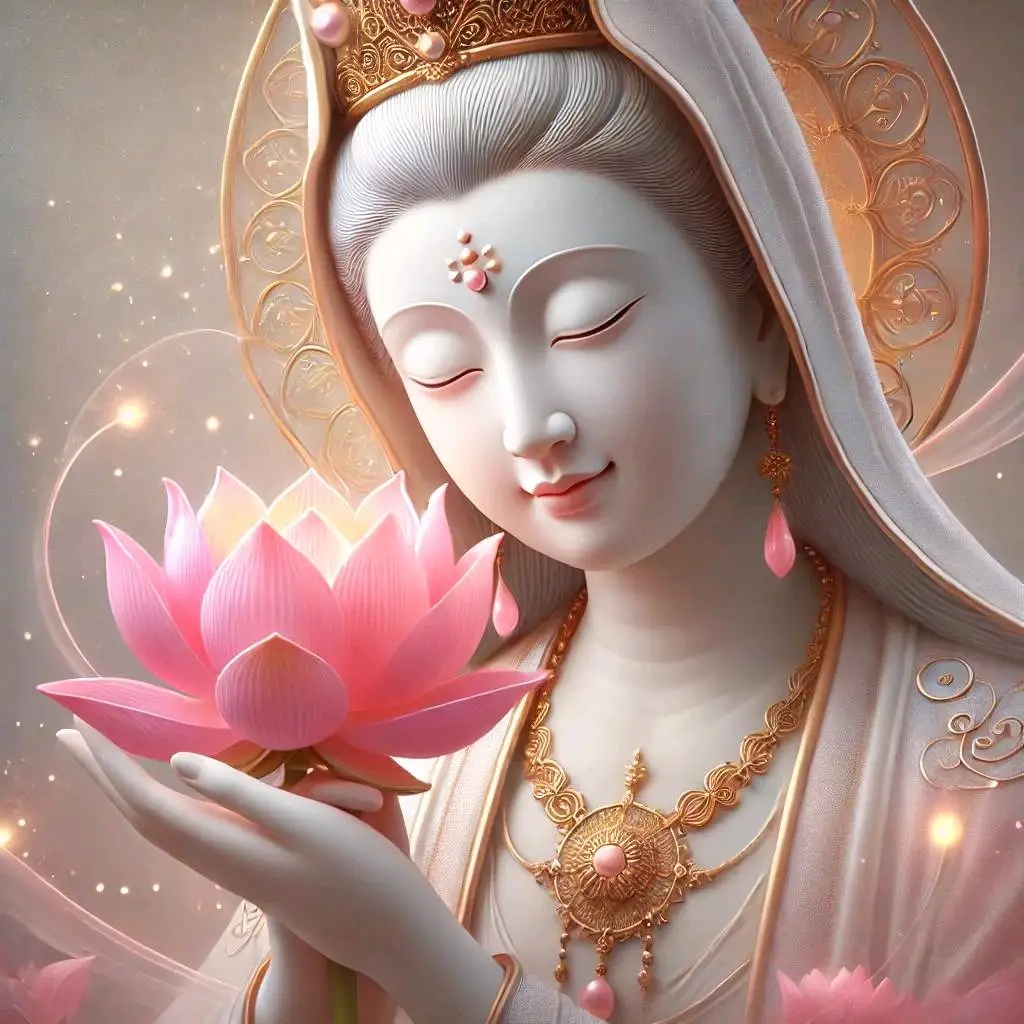 佛系观音头像～观音手持净莲台,金光闪耀映天开,世间安宁皆所愿,慈悲