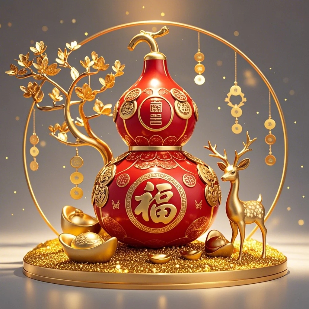 福禄双全,葫芦送福,财源滚滚,好运连连,见者好运