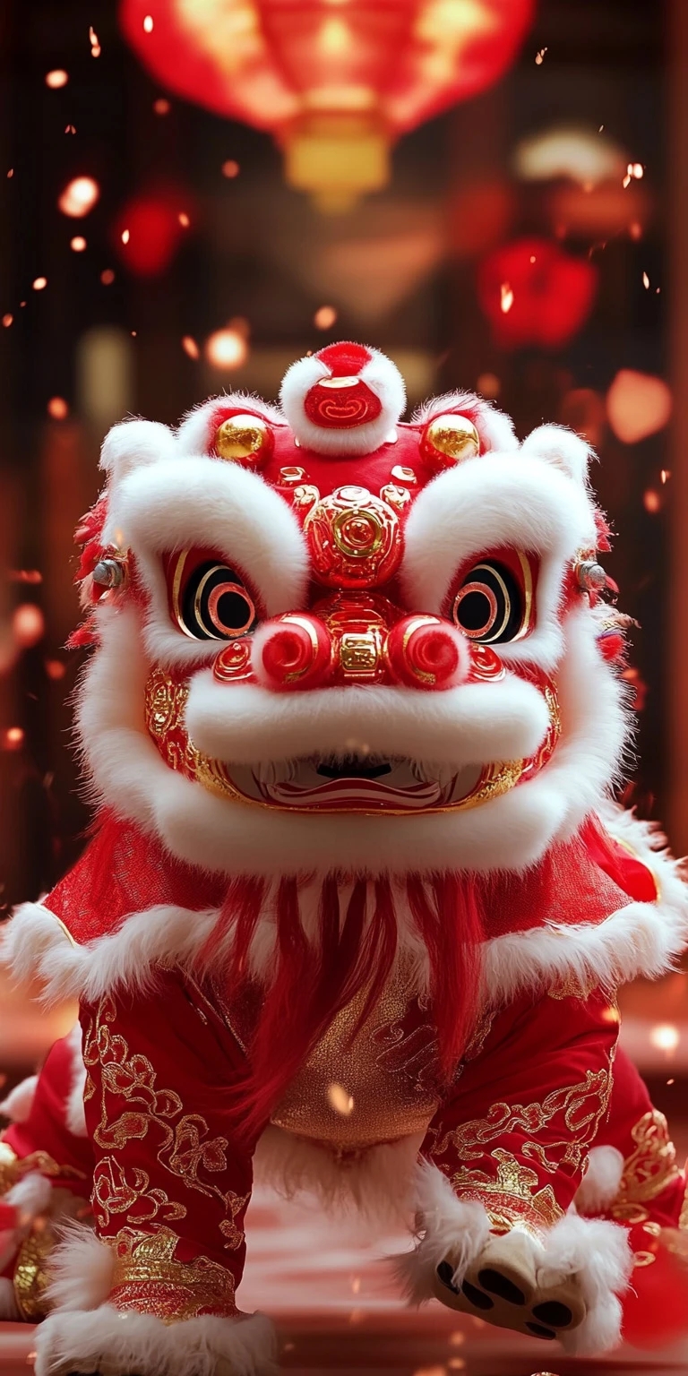 手机壁纸丨醒狮贺新年 多少岁不重要,岁岁平安才重要