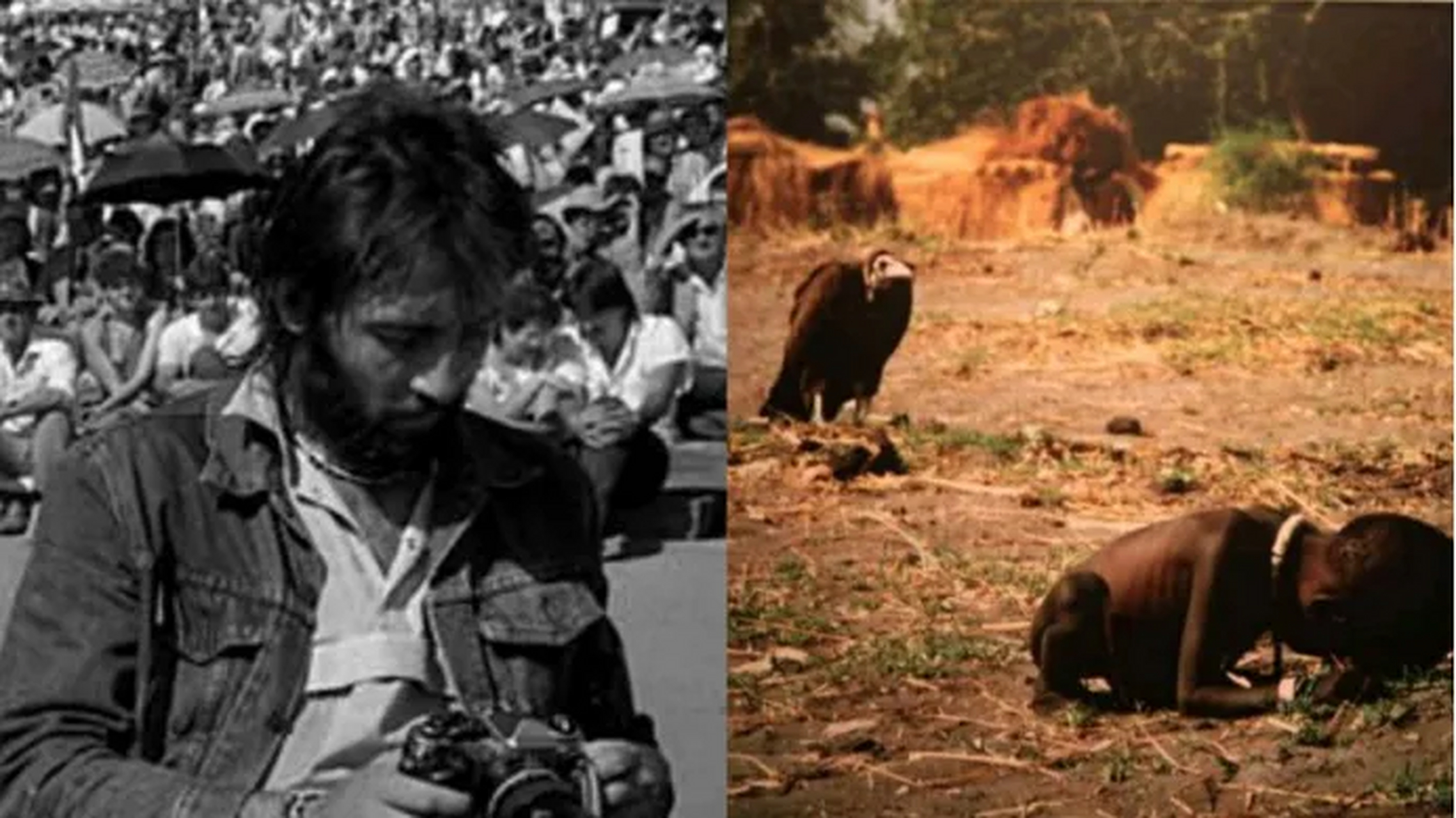 在那张照片上,小女孩头大如斗,跪在地上奄奄一息,远处,一只壮硕的秃鹫