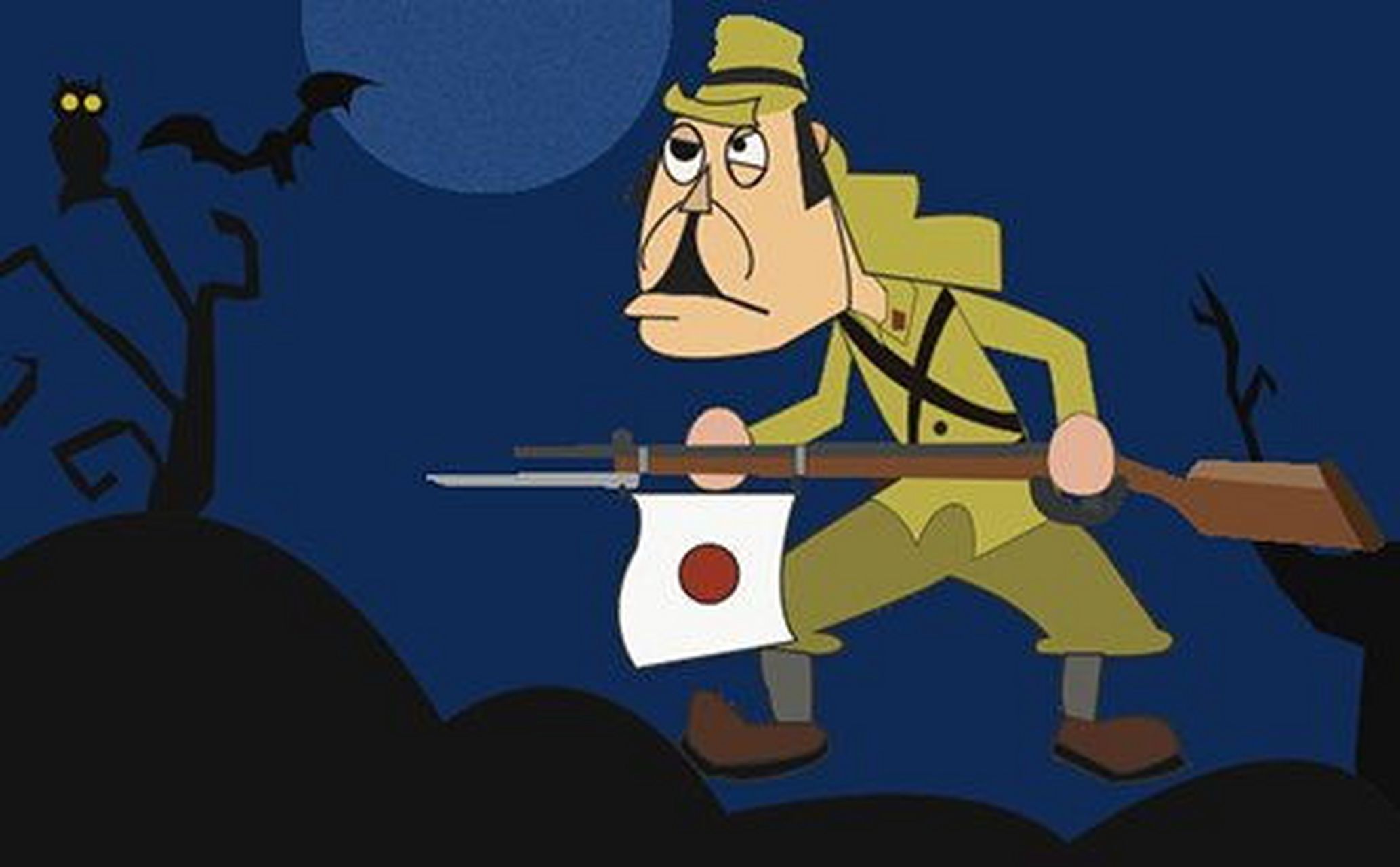 于是拿石头砸去,没想到被砸的日本兵哇哇地惨叫,原来鬼子装死……"  "