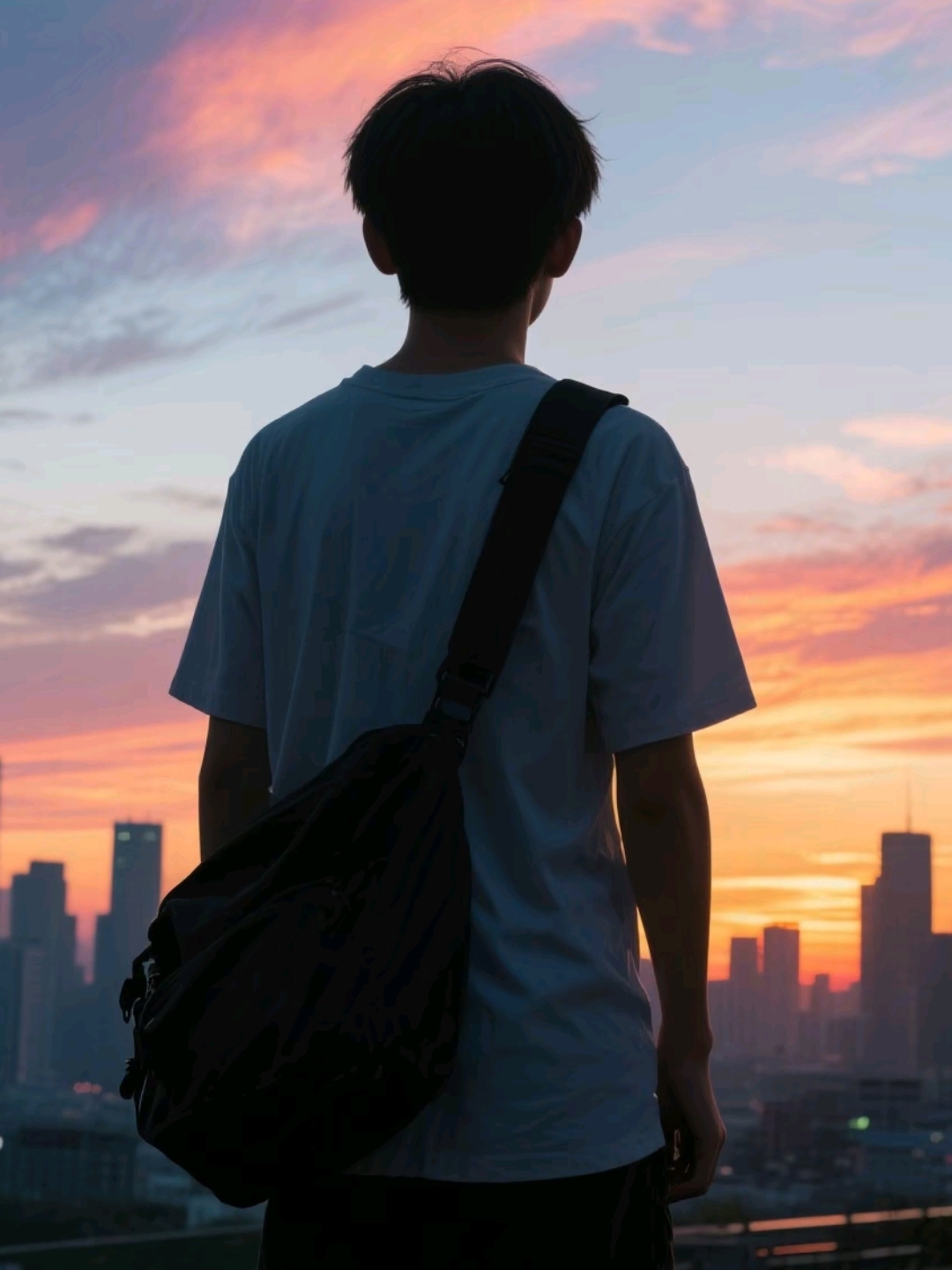 在学校顶楼背影图片男生背书包背影图男孩在大学校园的背影的图片唯美