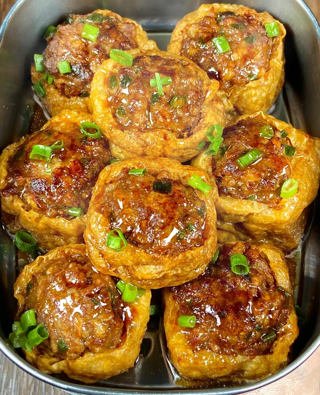 之前做过一次这个一口爆汁的豆泡酿肉,今天有点
