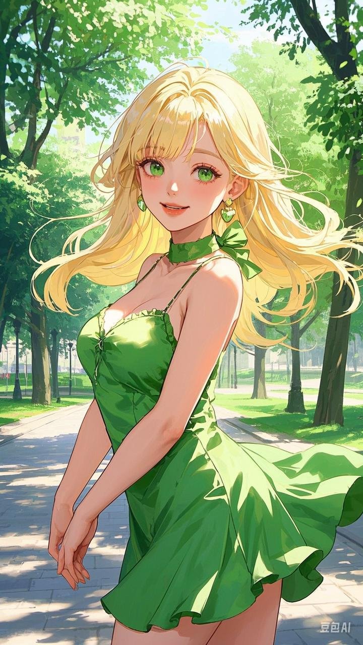 阳光下,公园的每一个角落都闪烁着金色的光芒,那位金发碧眼的少女如同