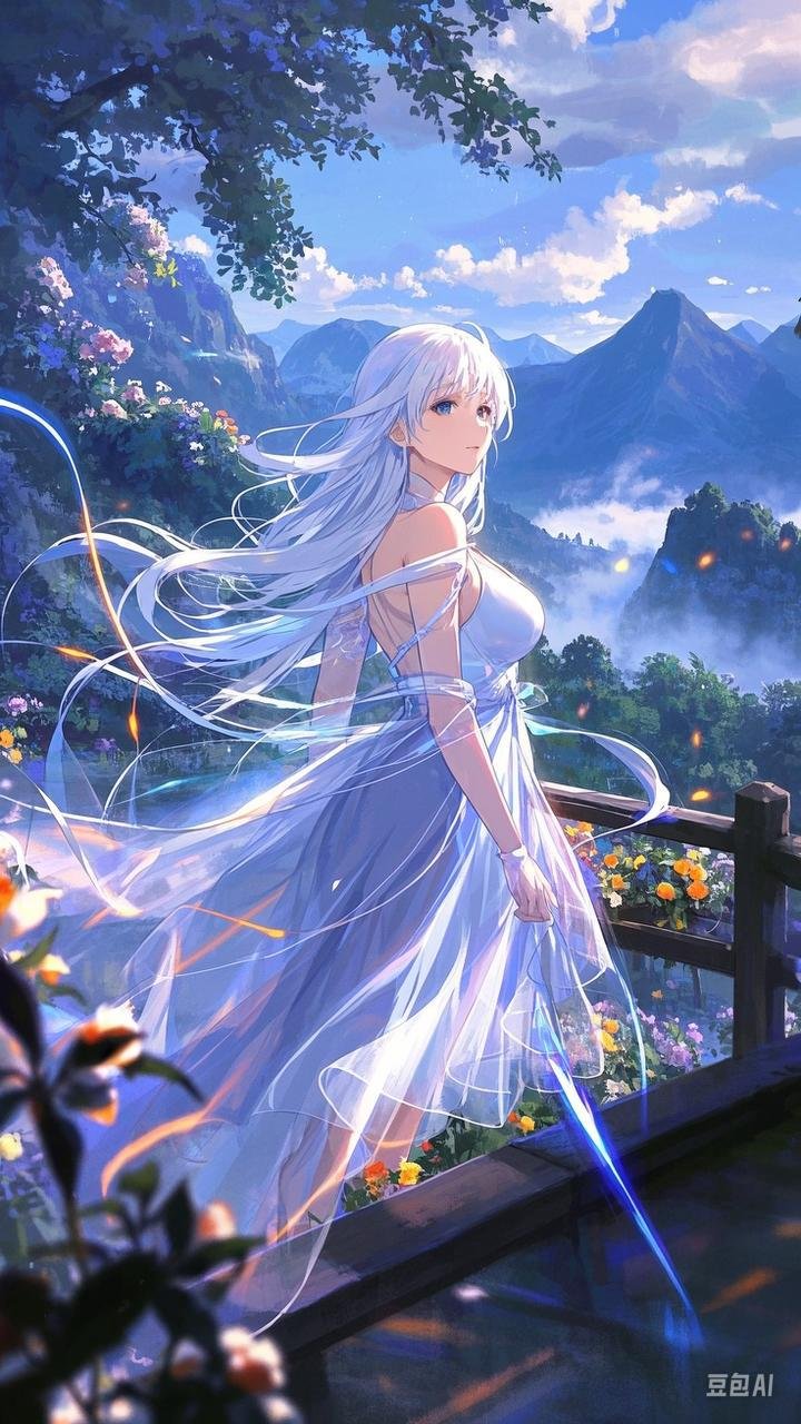 在山间花海中,我遇见了她,她如这景色般清新脱俗