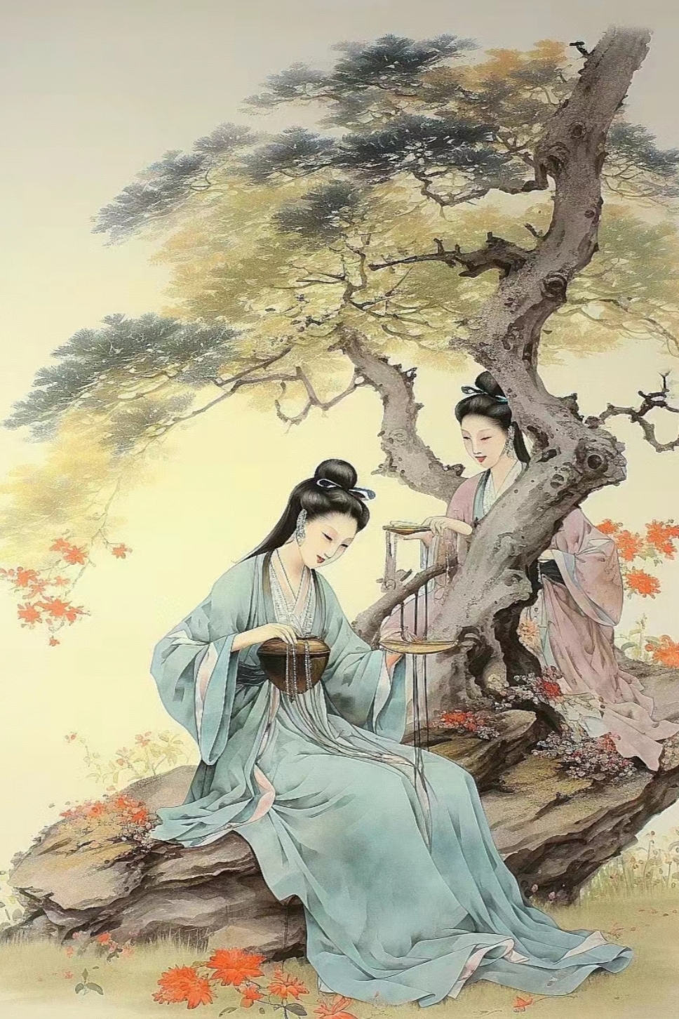 那天,偶然遇见几位女子,青衣与粉裙翩翩起舞,仿佛