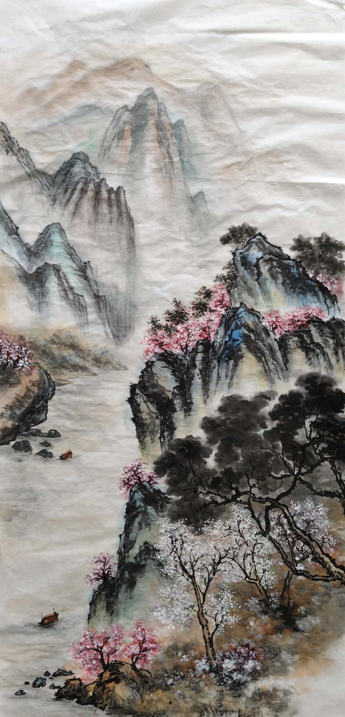 舒柳作品(岭南派薛启新弟子)——春山如笑,花开正艳,岁月静好,与君同