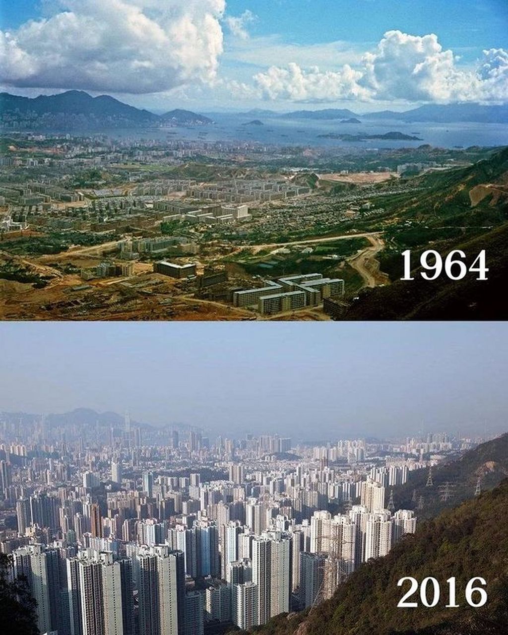 香港,1964年与2016年的对比.#历史老照片