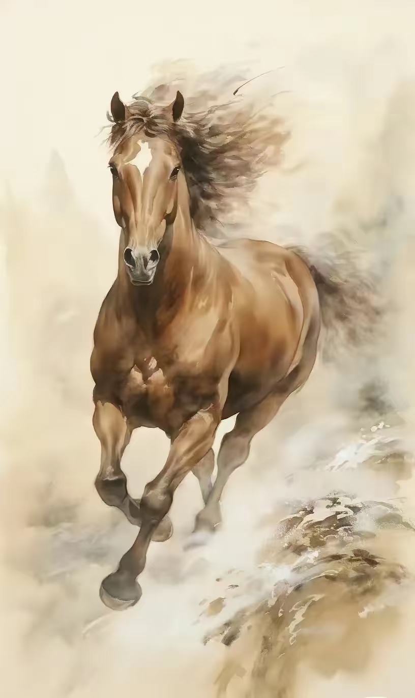 著名画家粟云山,2024年画的骏马如飞.