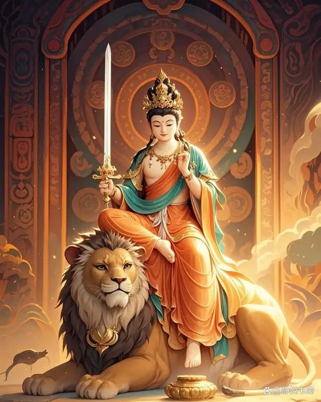 菩萨坐像好庄严,狮子好威武,这雕像细节好精致呀!