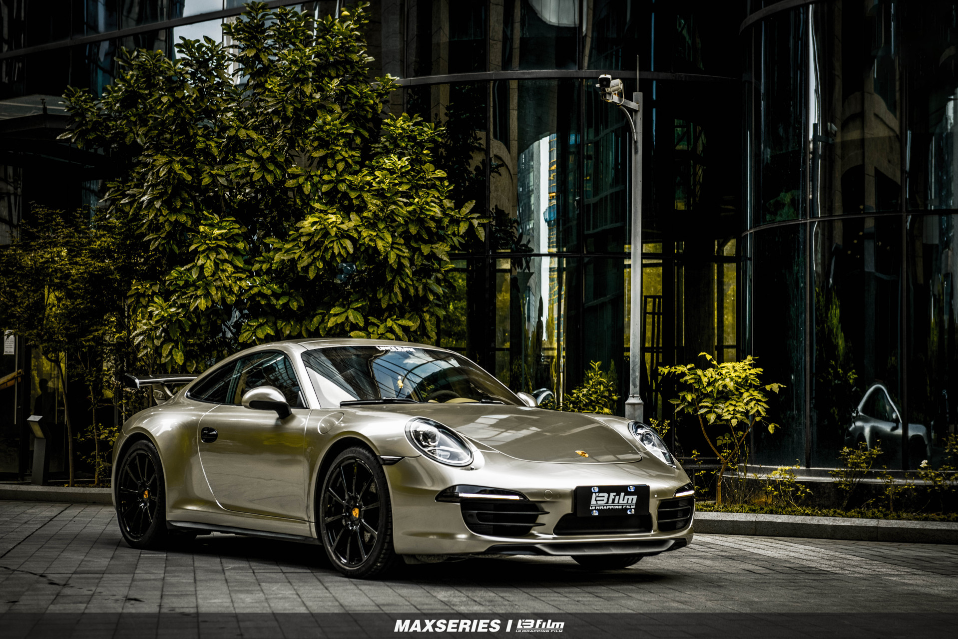 保时捷911漆面改色贴膜液态金属香槟金 #lb改色膜# #摄影# #lbfilm