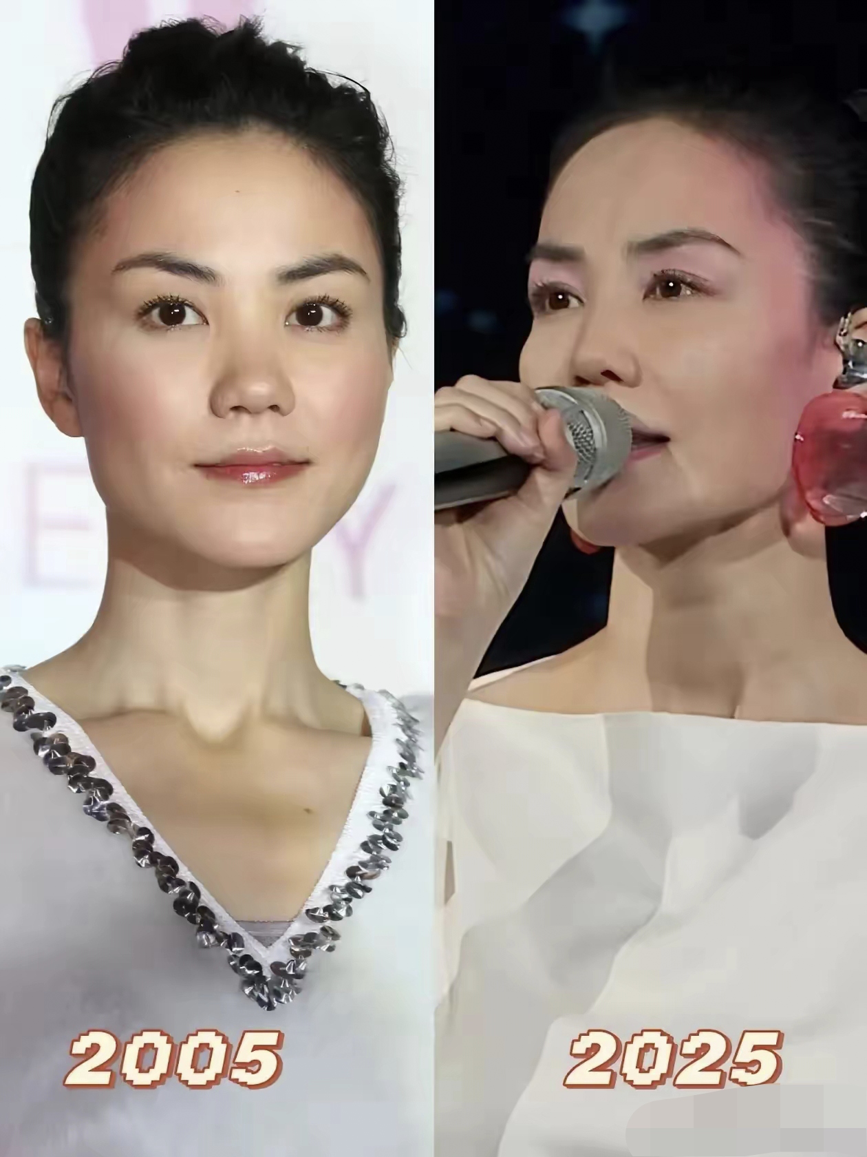 你们有没有发现 王菲简直太可怕了 大家仔细看一下王菲的眼神 20年间