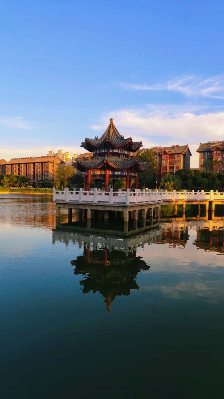 山东旅游,聊城阳谷美丽紫汇湖景区,狮子楼旅游区对面,宁静而安详的大