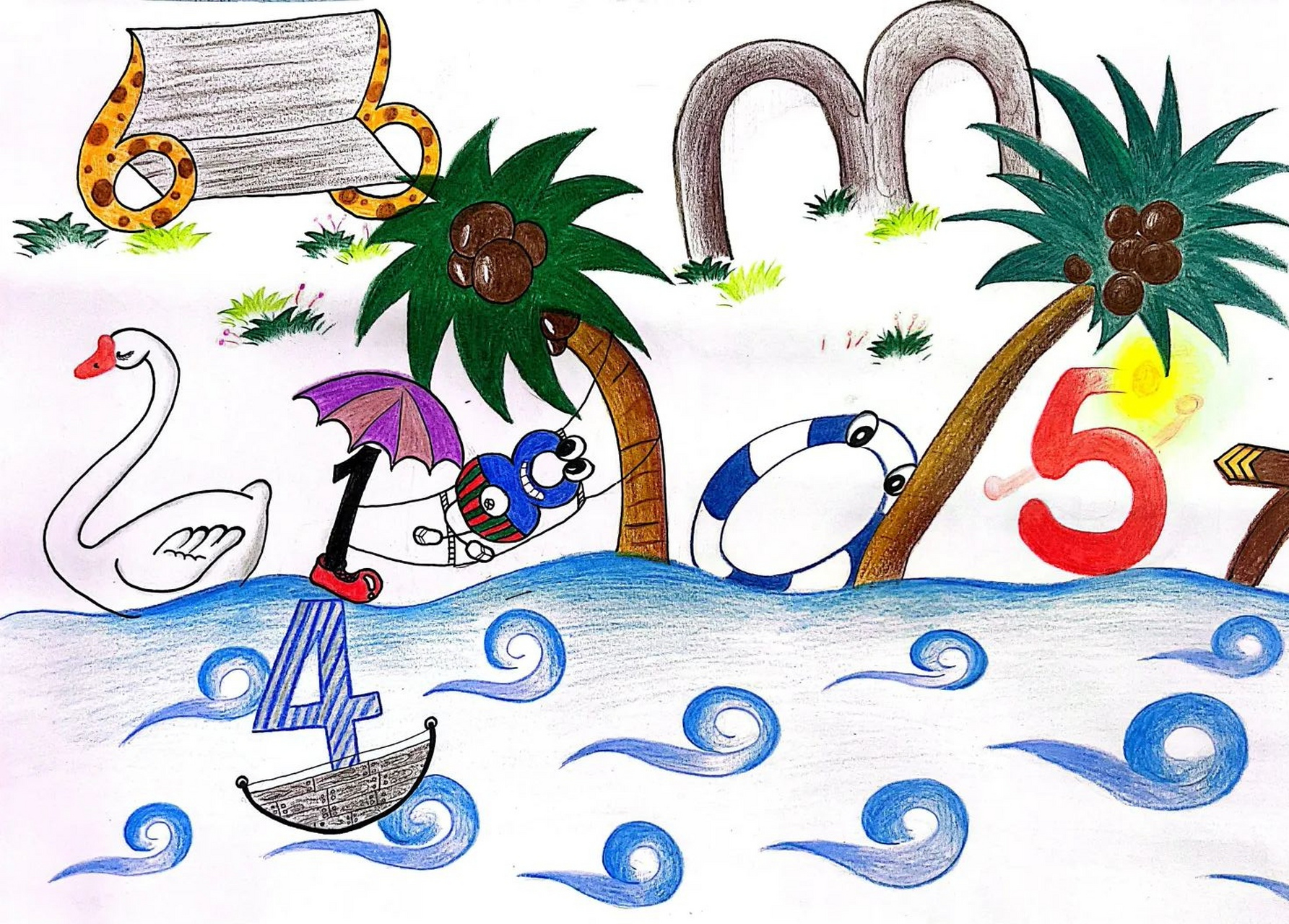 数字创意画合集1 小朋友们用丰富的想象,以绘画的方式把数字王国里的