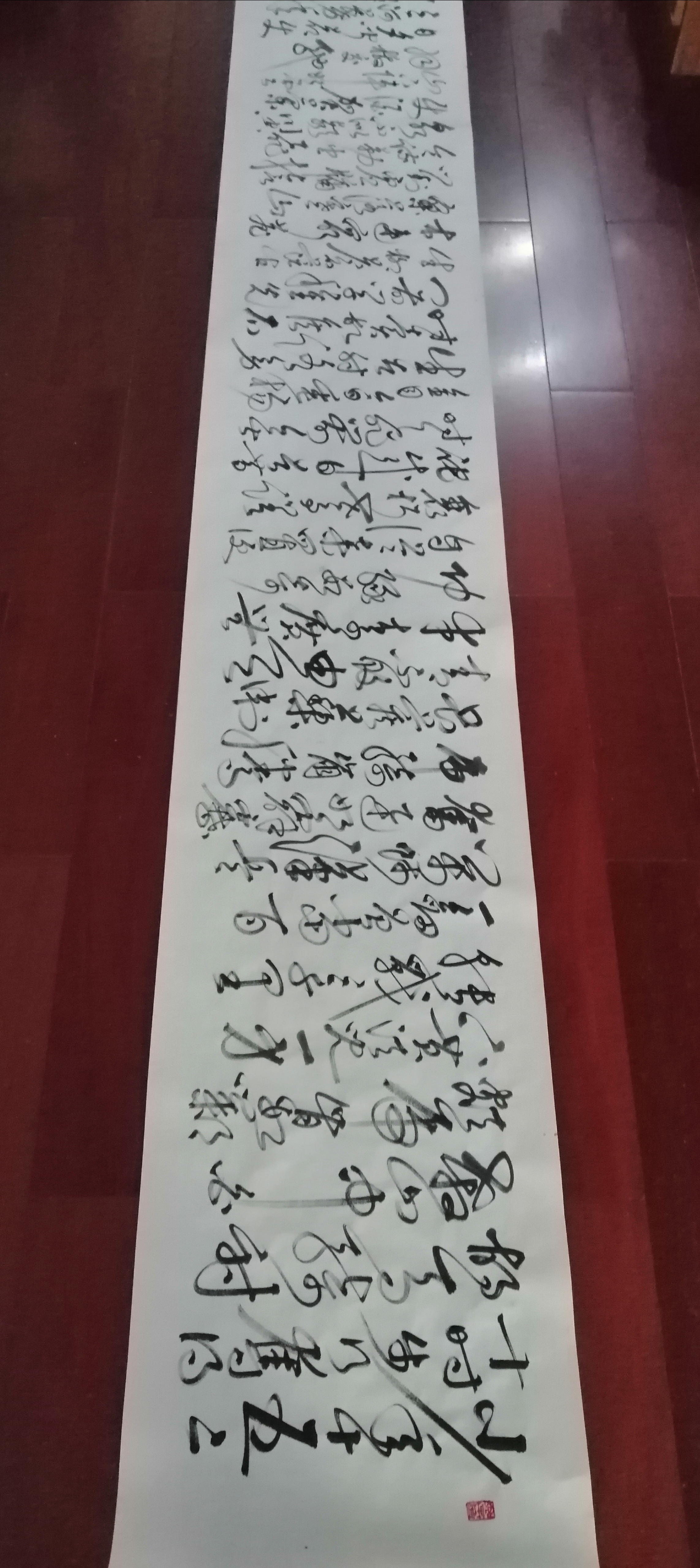 书法交流小组# 今天上午写的草书,内容是王维长诗《老将行》,4米长.