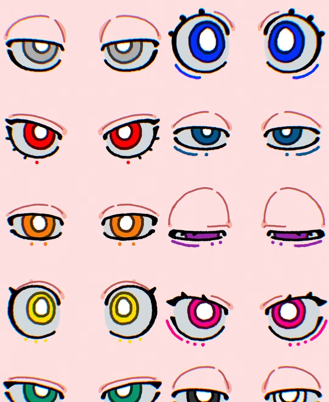 哇,这些眼睛画得好传神,每一种表情都好像在讲述一个故事,好想收集一