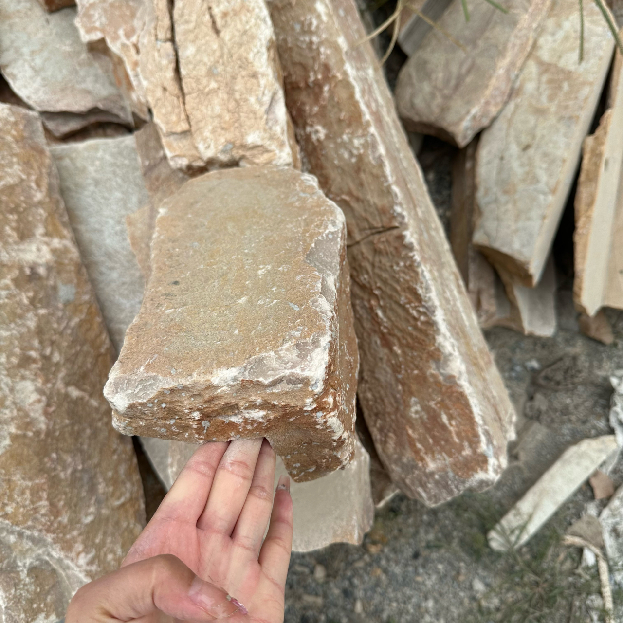 天然黄木纹板岩碎拼石不规则片石文化石园林地铺石材#碎拼石# #黄木纹