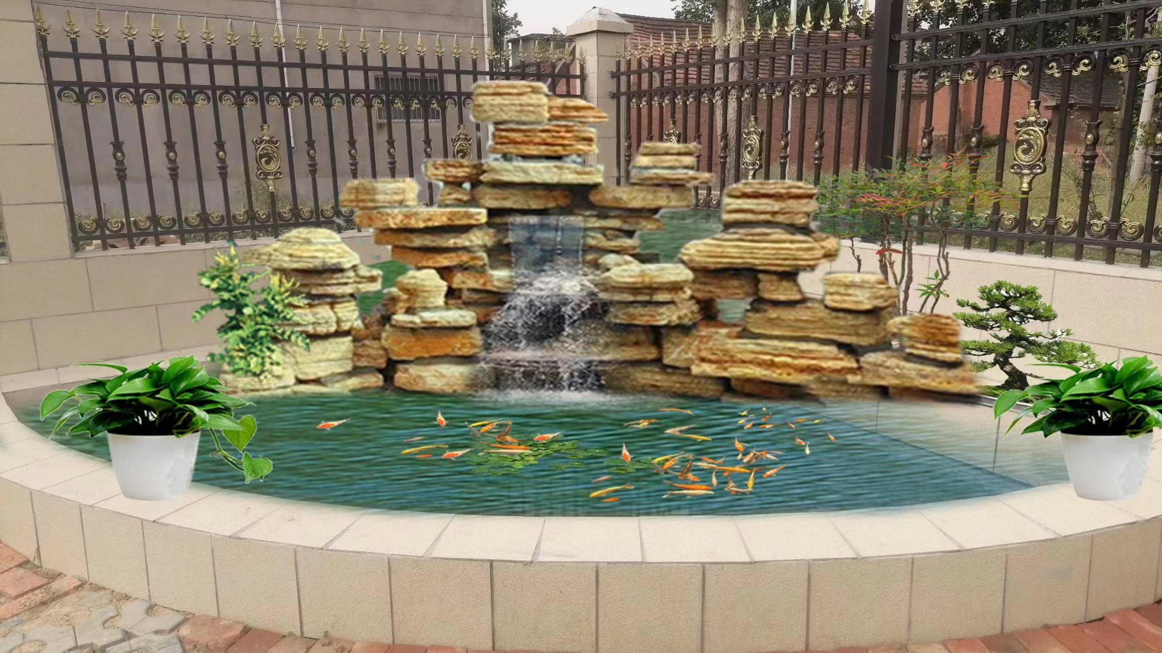 专业假山鱼池景观制作,庭院假山设计施工