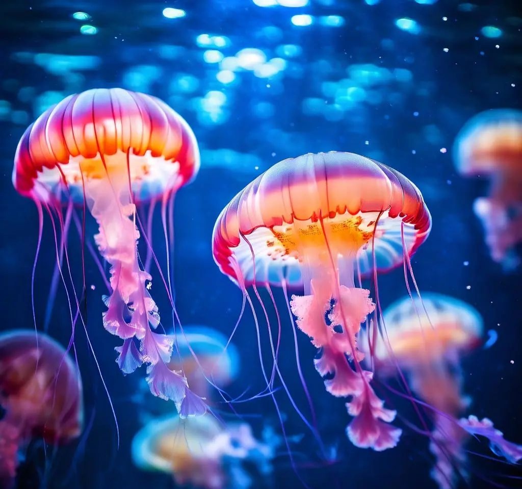 看着水母们悠然自得地漂浮,仿佛我也变成了它们中的一员,忘却了尘世的