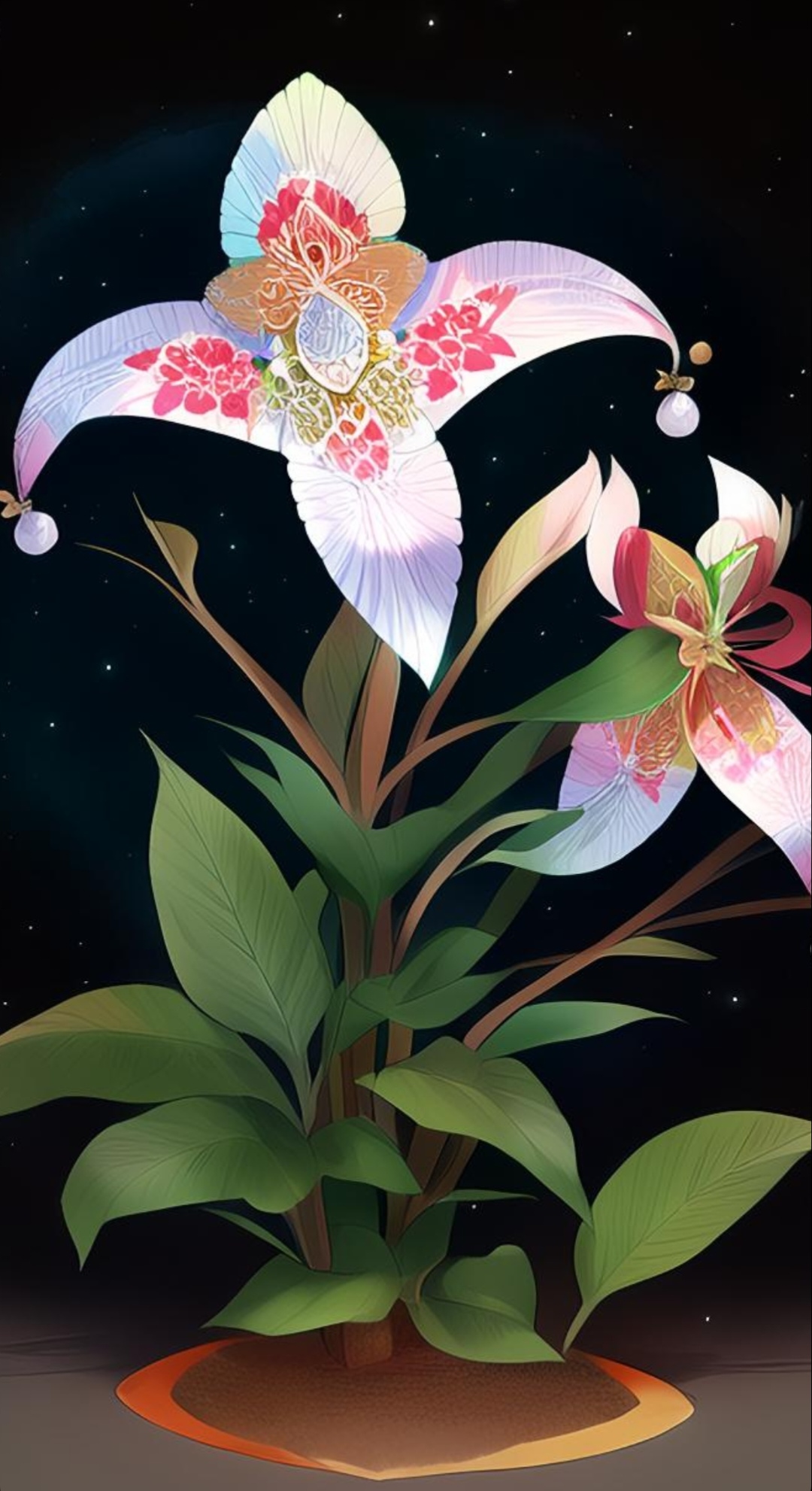 一枝百合,清雅脱俗;一株蝴蝶兰,婉约高贵.没有背景,却自有风华