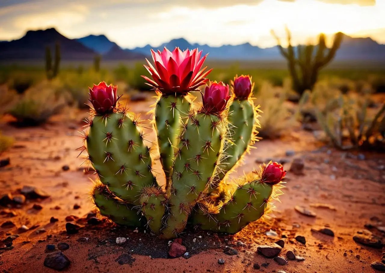 沙漠中,玫瑰傲然绽放,仿佛在诉说生命的坚韧与美丽.