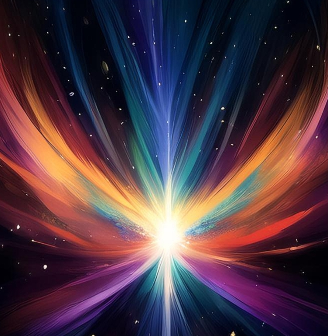 彩色的光环环绕其旁, 如梦中的彩虹桥, 横跨现实与幻境之间.