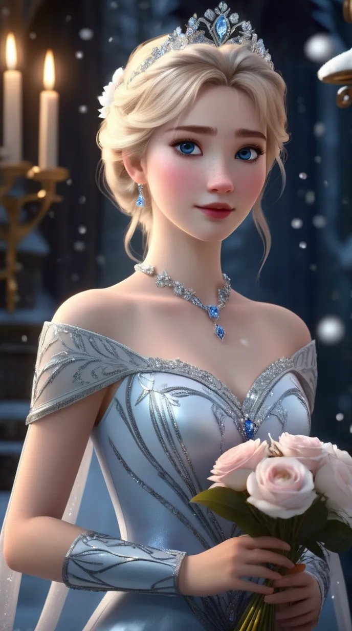 金发碧眼,戴着银色皇冠的她,仿佛是从童话中走出的公主