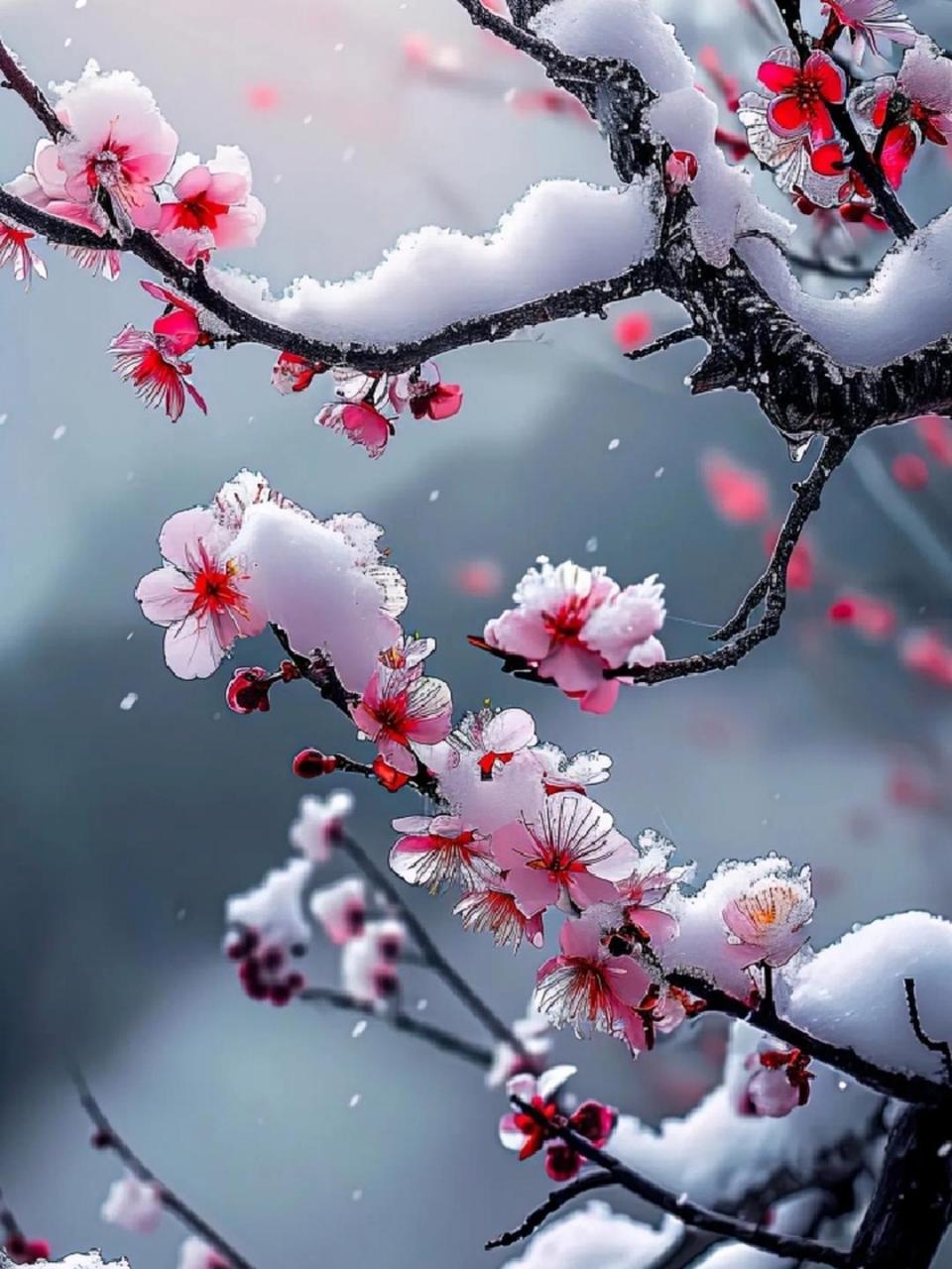 生活事事嘈杂多,雪景梅花缓心劳.