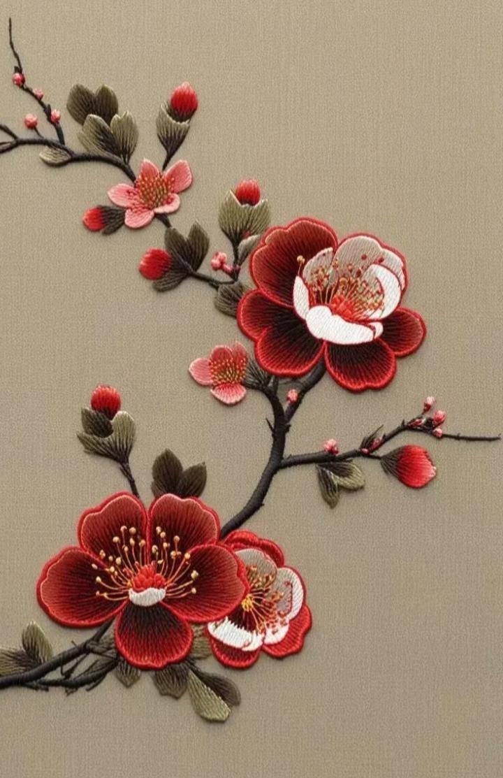 梅花中国刺绣 刺绣梅花花君子,针针丝线绣逼真