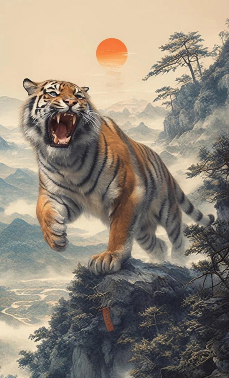 虎啸•虎虎生威 山巅猛虎森林王,虎啸生风中国旺