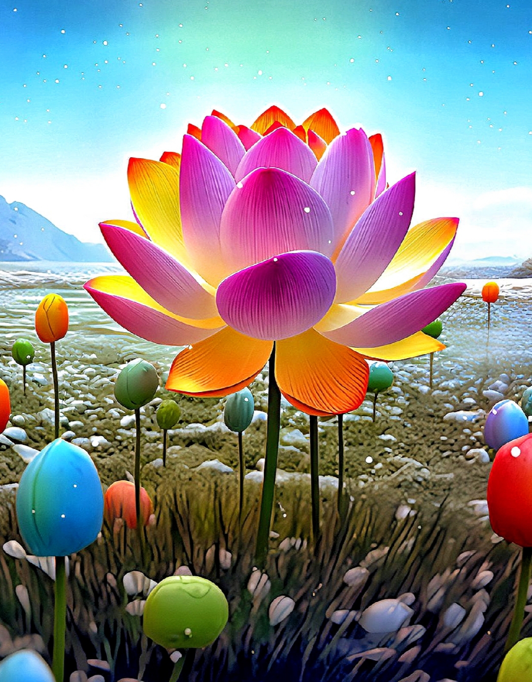 七彩莲花绚丽多彩