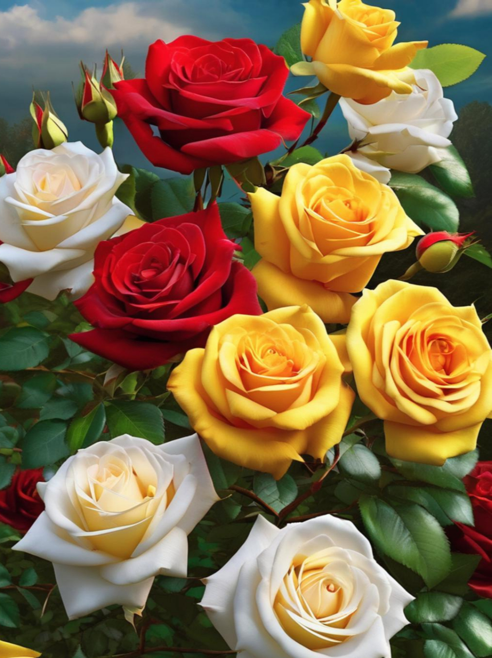 花海玫瑰·魅力绽放 五彩斑斓玫瑰花,娇艳欲滴醉心芳