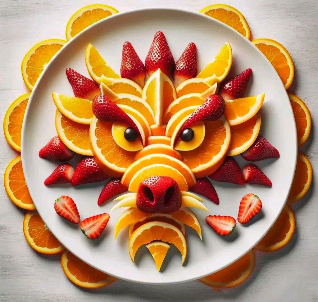 水果龙创意满满 草莓苹果来拼接,有如龙鳞闪闪亮