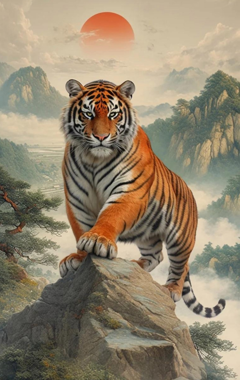 虎啸61虎虎生威 山巅猛虎森林王,虎啸生风中国旺.