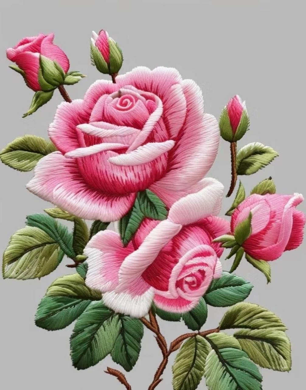 玫瑰刺绣61手工艺术 刺绣玫瑰迷眼神,线条细腻手工艺.