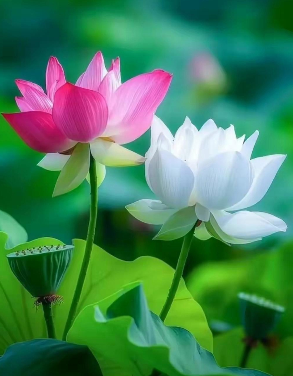 荷花倩影美不胜收 宁静淡然花荷塘,亭亭玉立花满园.