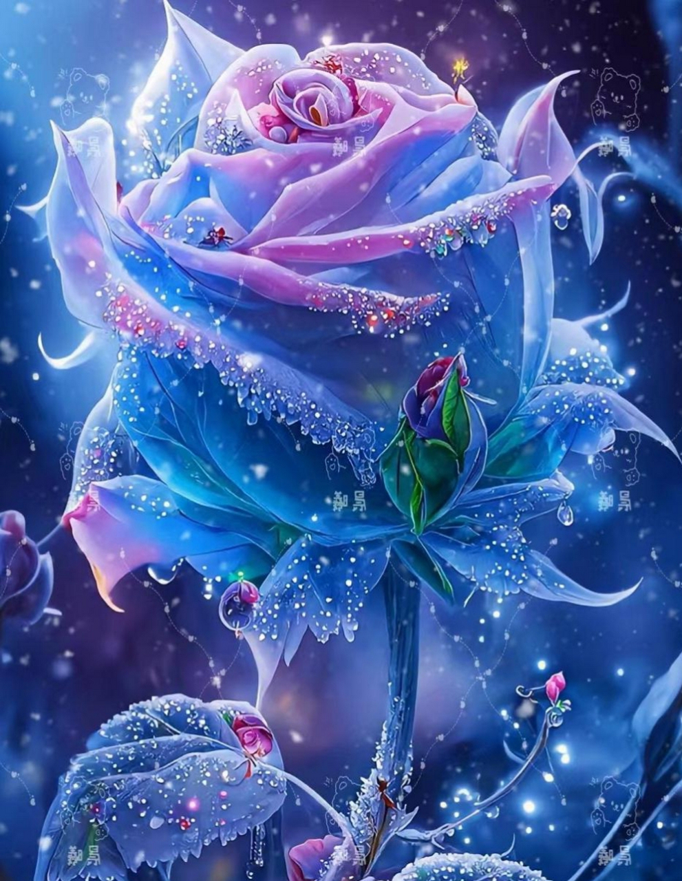 [鲜花]早安61祝福[鲜花] 夜空梦幻玫瑰花,心旷神怡入意境.