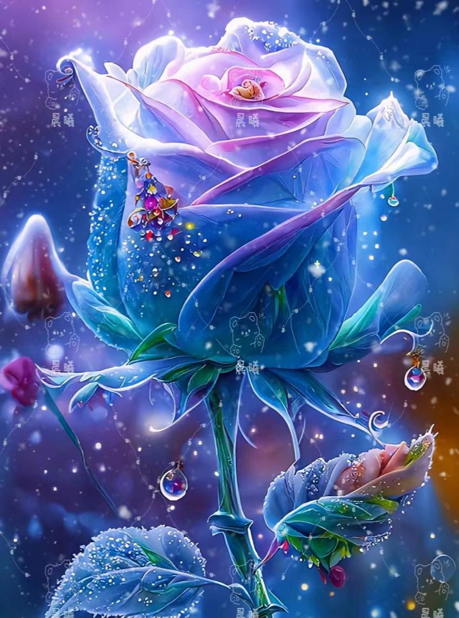 夜空梦幻玫瑰花,心旷神怡入意境