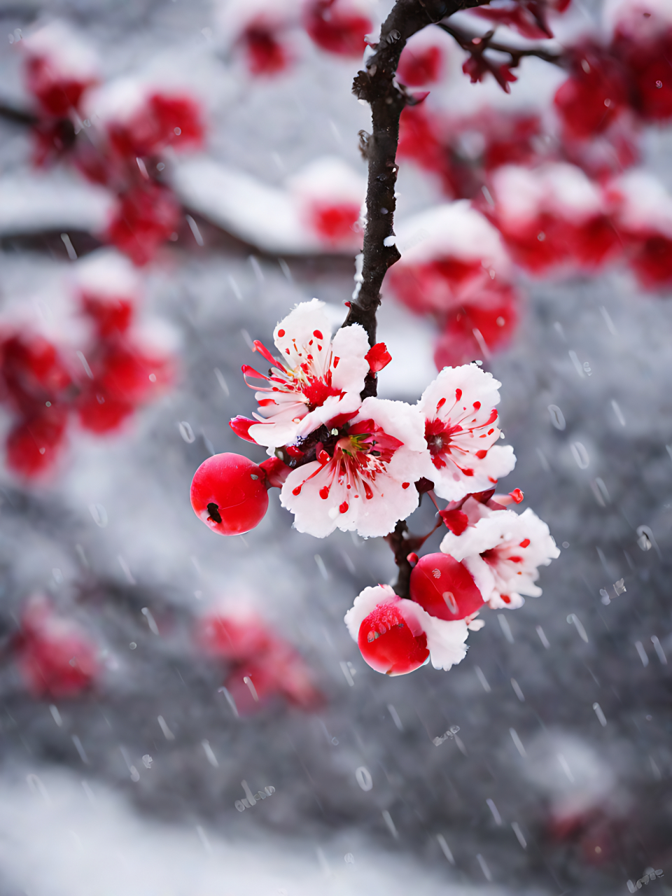 寒笑梅花树开花大图片图片