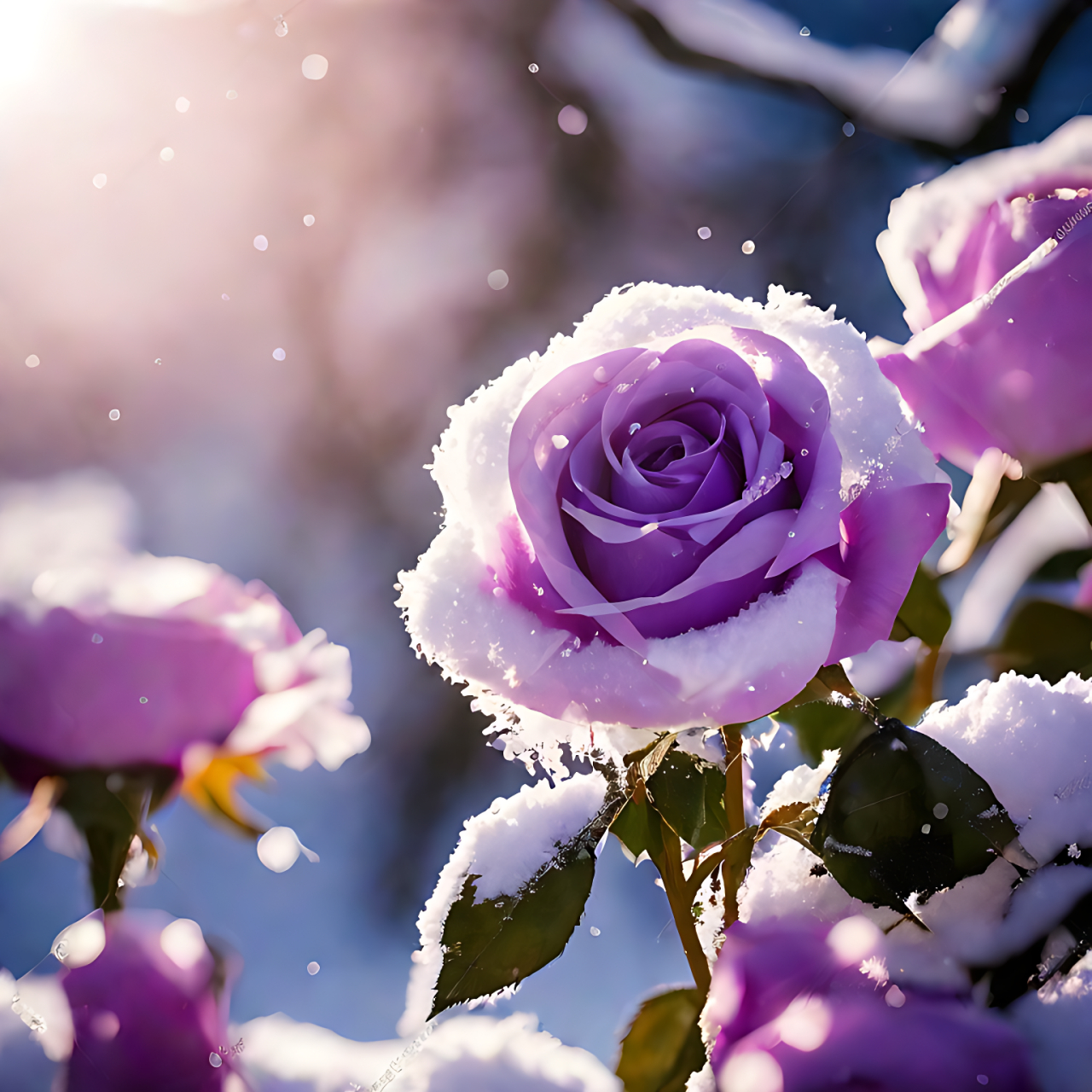 百花齐放61欢欣赠 紫色玫瑰鲜花映,缤纷生活显温情.