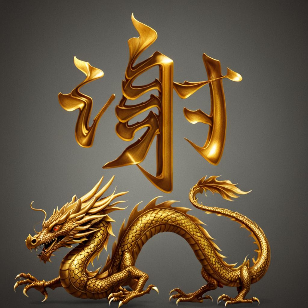 金色龙雕霸气姓氏气势磅礴