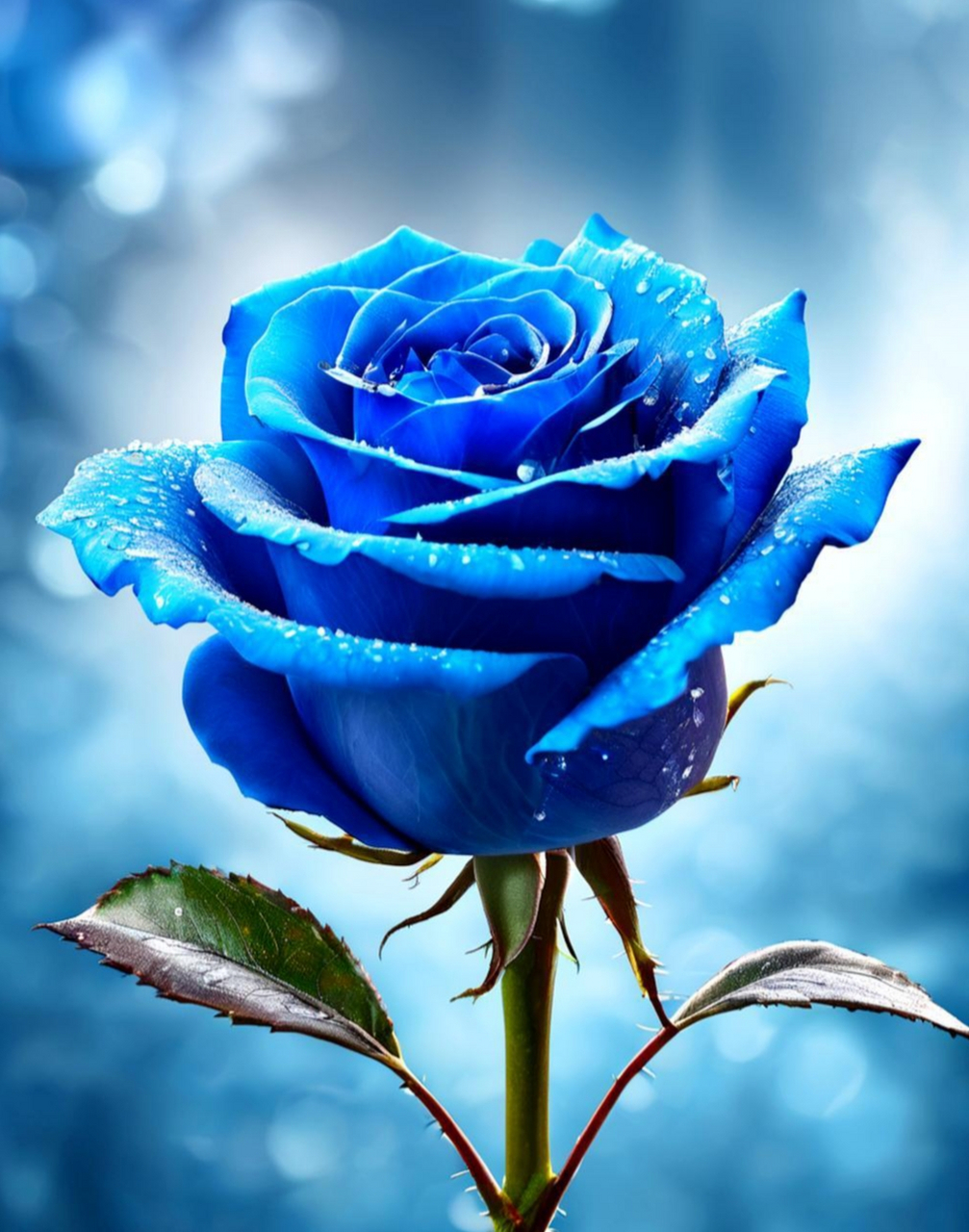[鲜花]早安619015福[鲜花] 水珠点缀蓝玫瑰,清新灵动如梦幻.