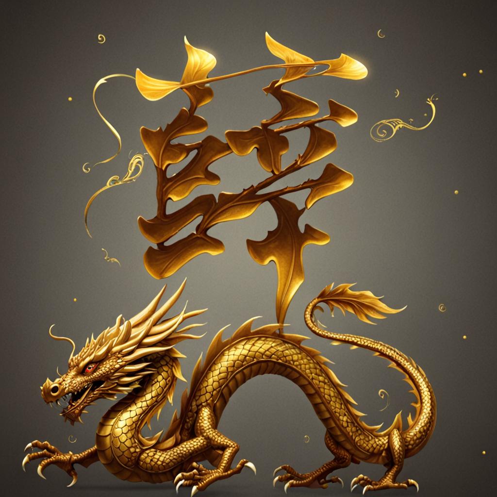 金色龙雕霸气姓氏气势磅礴